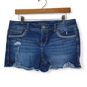 Maurices Shorts Womens 11/12 Blue Denim Cutoff Booty Hotpants Distressed 3"